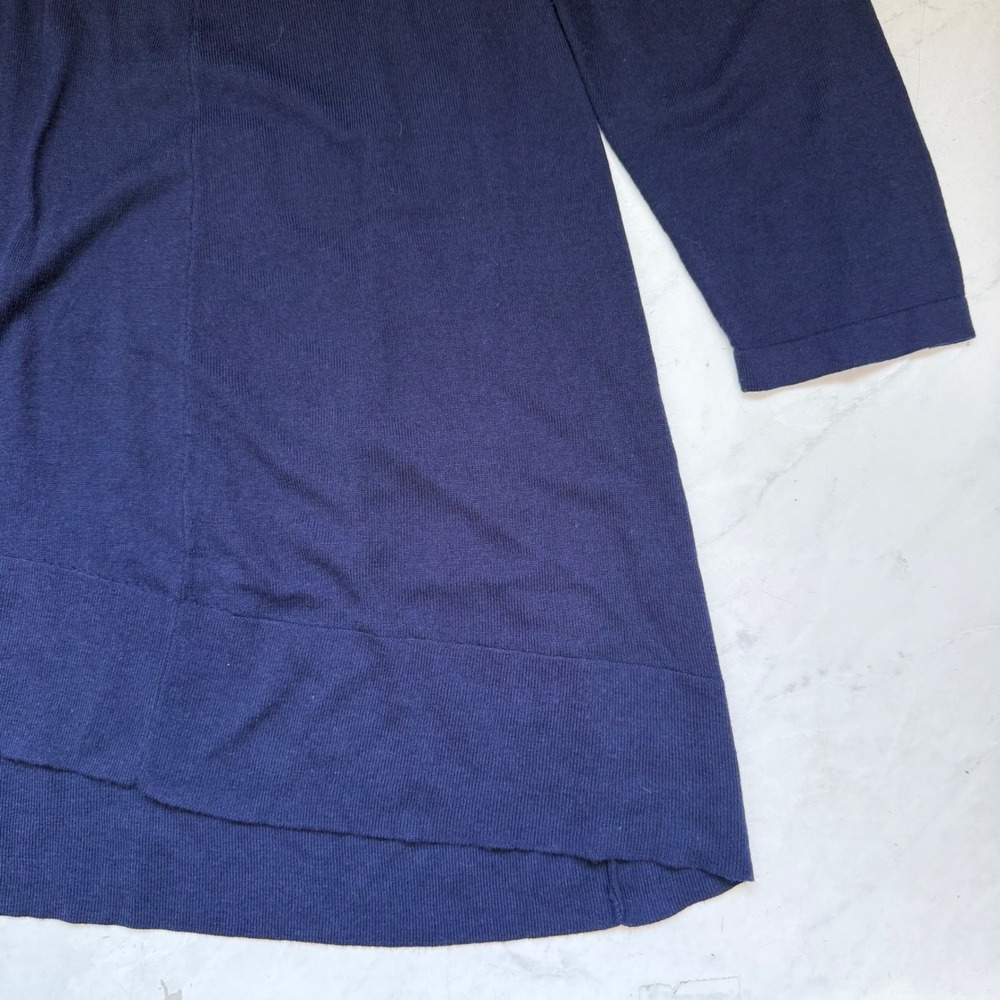 Susan Graver Size 2X Navy Blue Open Front Knit Cardigan Artsy - Picture 6 of 7